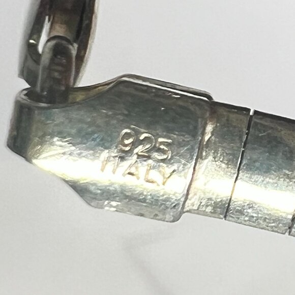 Oval Marquise Pendant Necklace 925 Sterling Silver Italian Herringbone Chain - Picture 5 of 5